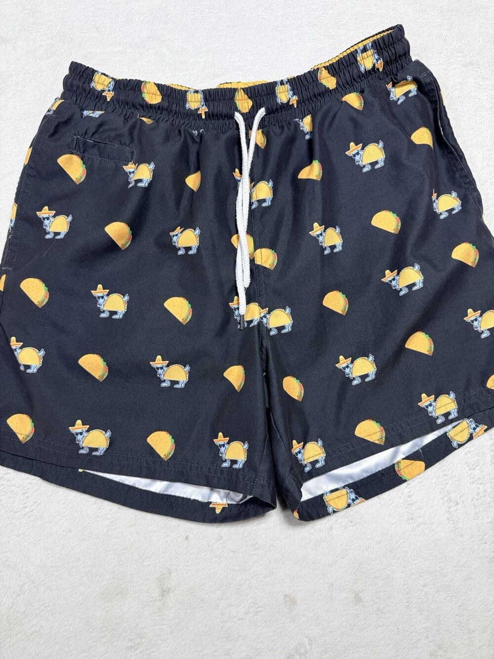 GOAT USA Mens Board Shorts Swim Trunks Taco Goat Sombrero Black Medium Spring